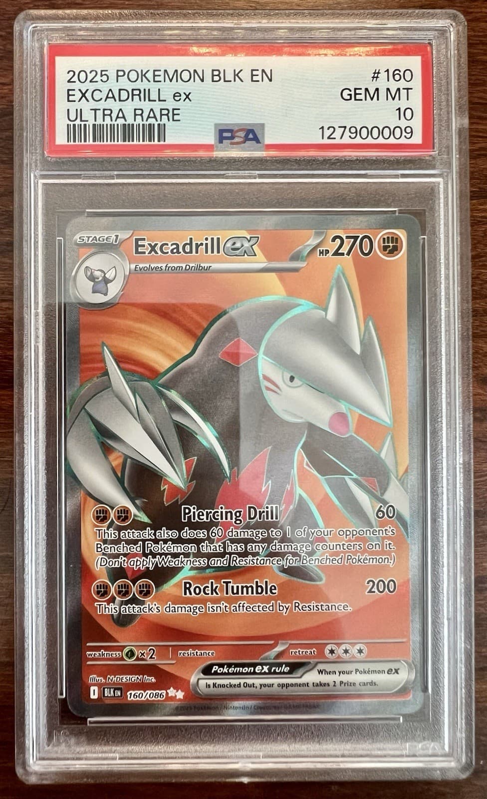 Pokemon TCG Sv: Black Bolt Excadrill ex 160/086 Ultra Rare Holo ENG PSA 10