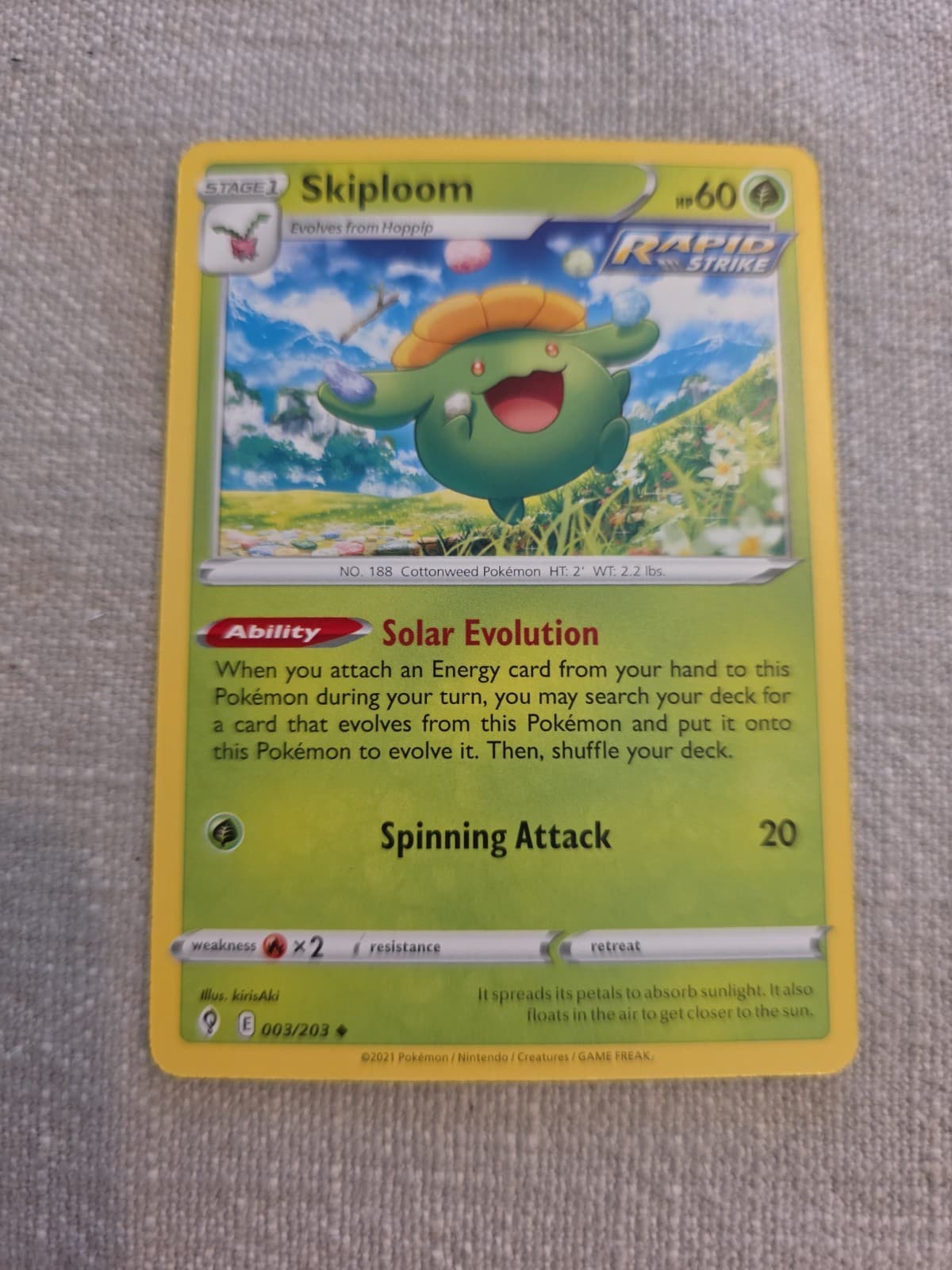 Skiploom 3/203 Evolving Skies Uncommon Pokemon TCG