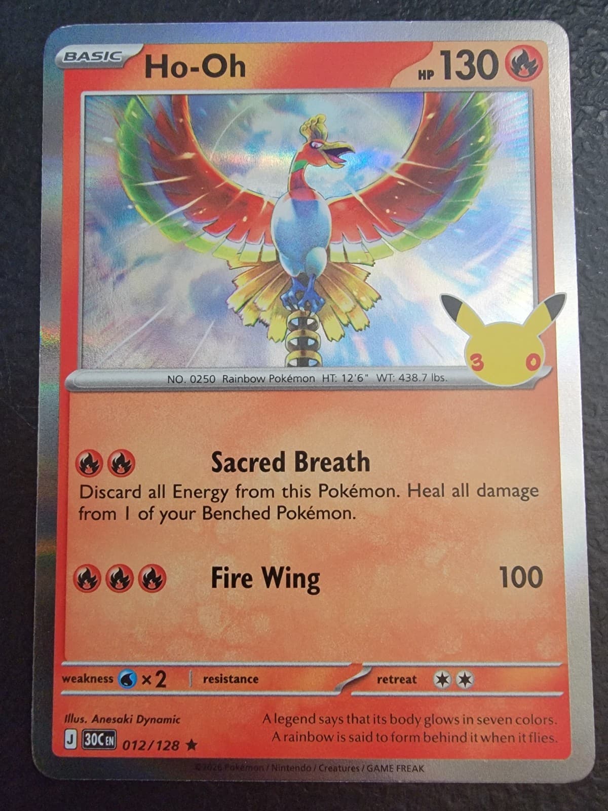 Pokemon TCG 30th Anniversary Celebration Ho-Oh 012/128 Foil