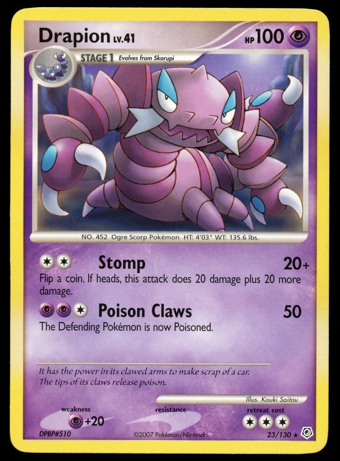 Drapion 23/130 Pokemon English Diamond & Pearl Base Set 2007