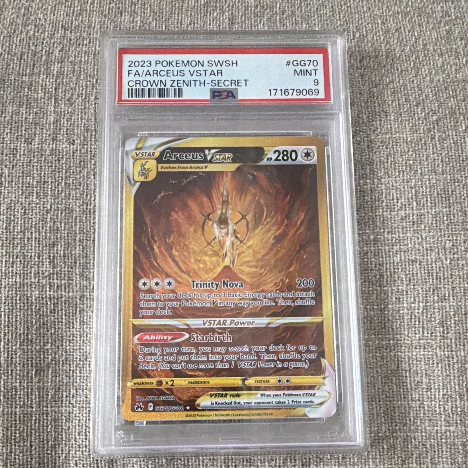 Pokemon TCG Arceus VSTAR GG70/GG70 Secret Rare Holo Crown Zenith PSA 9