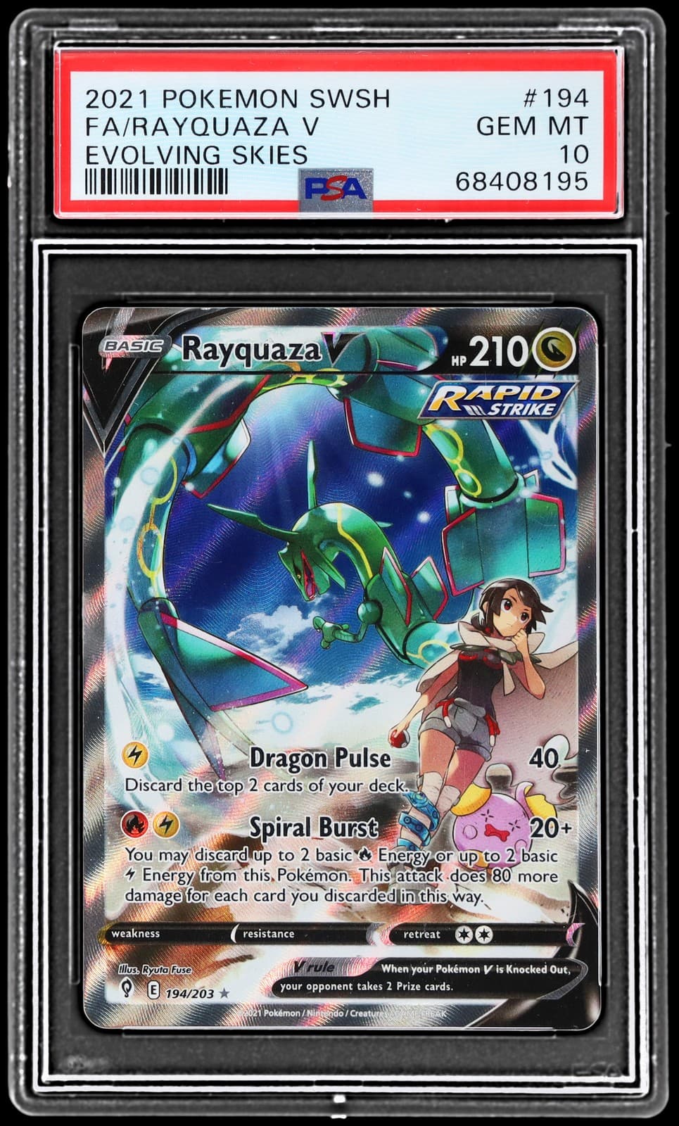 2021 Pokemon Sword And Shield Evolving Skies Rayquaza V #194 PSA 10 Gem Mint