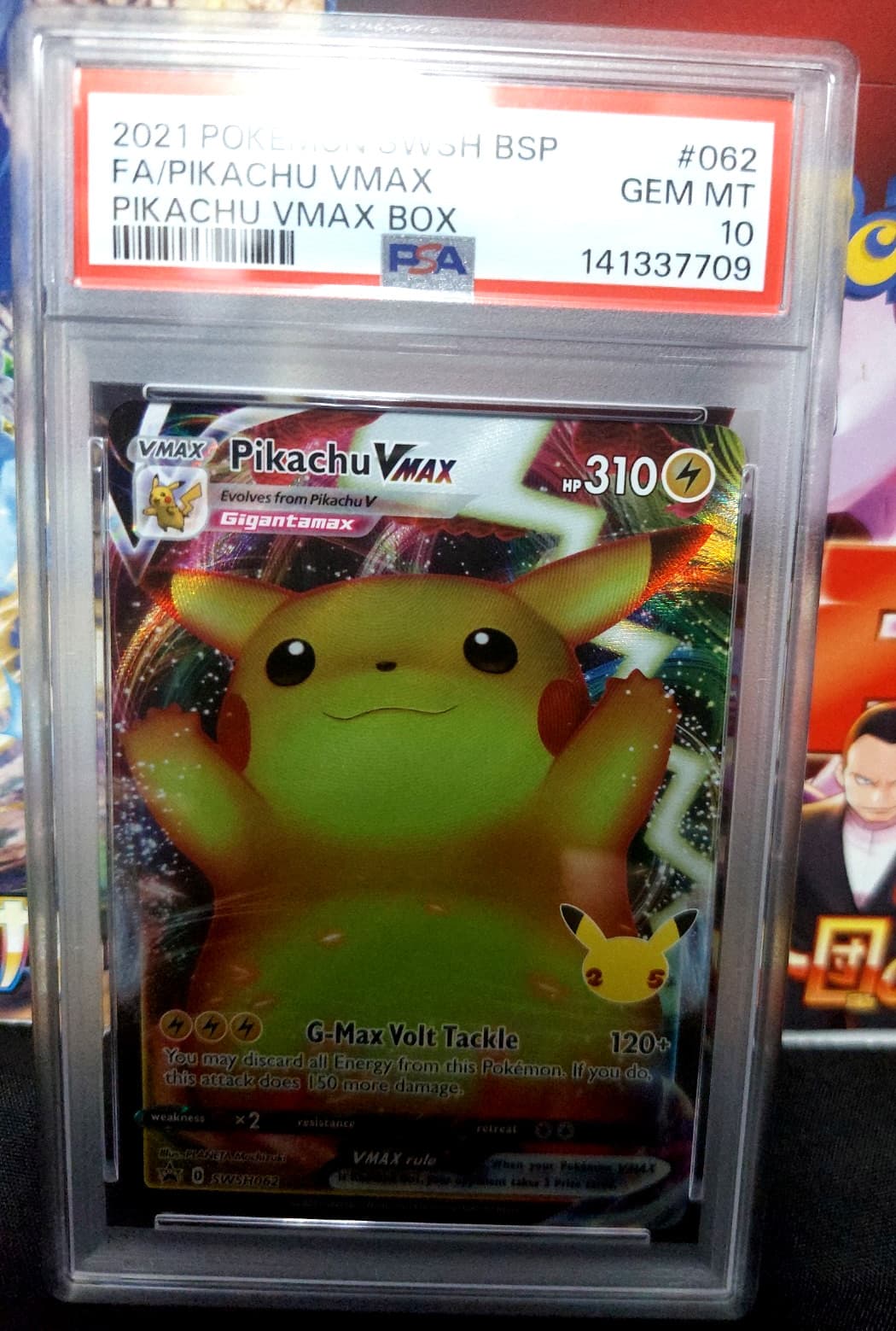2021 Pokemon Pikachu VMAx Promo SWSH062 Pikachu VMAX Box #062 PSA 10
