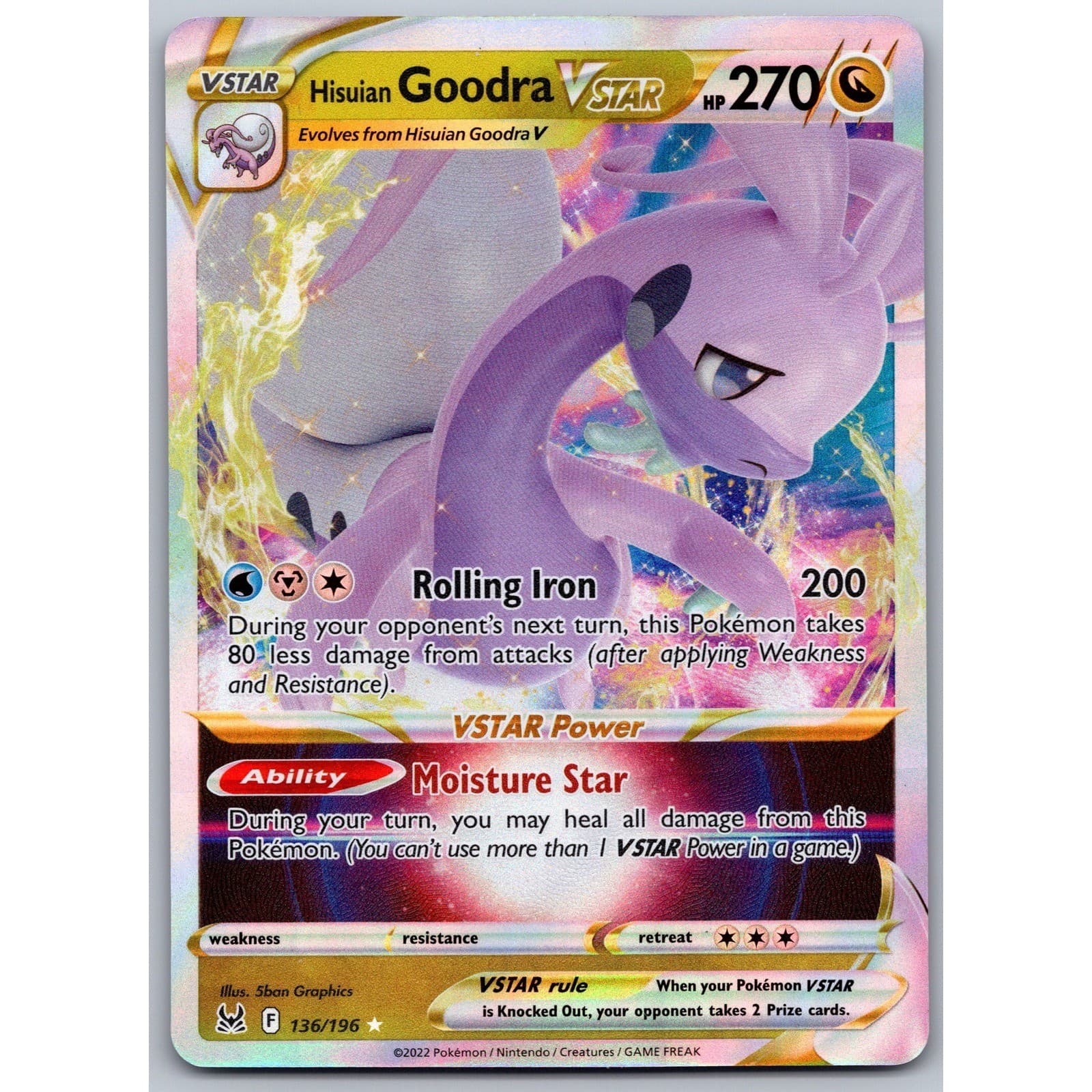 Pokemon Hisuian Goodra VSTAR 136/196 Lost Origin Ultra Rare Holo 2022 Card