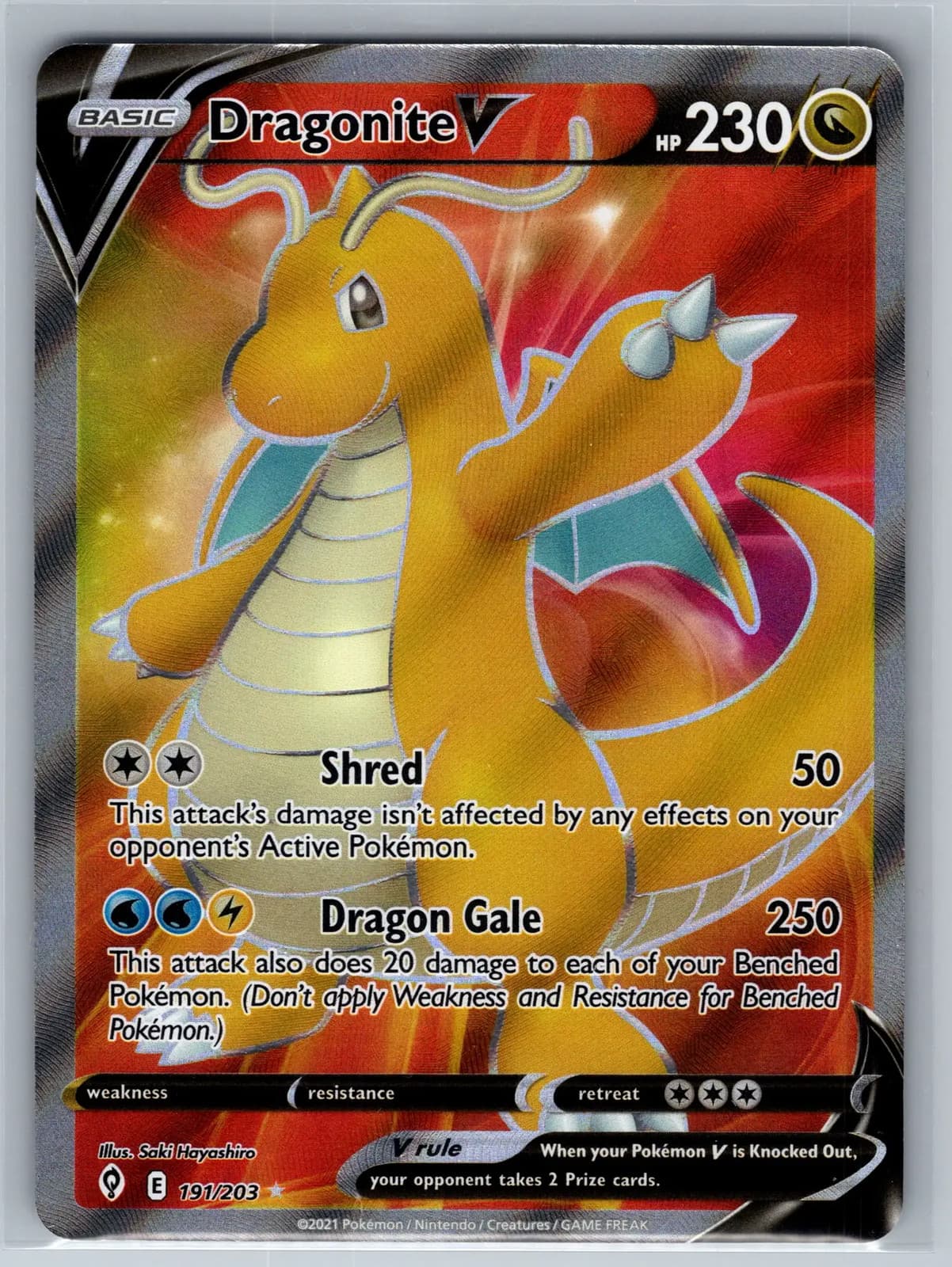 Dragonite V #191/203 2021 Evolving Skies Pokemon TCG NM — photo 1 of 2