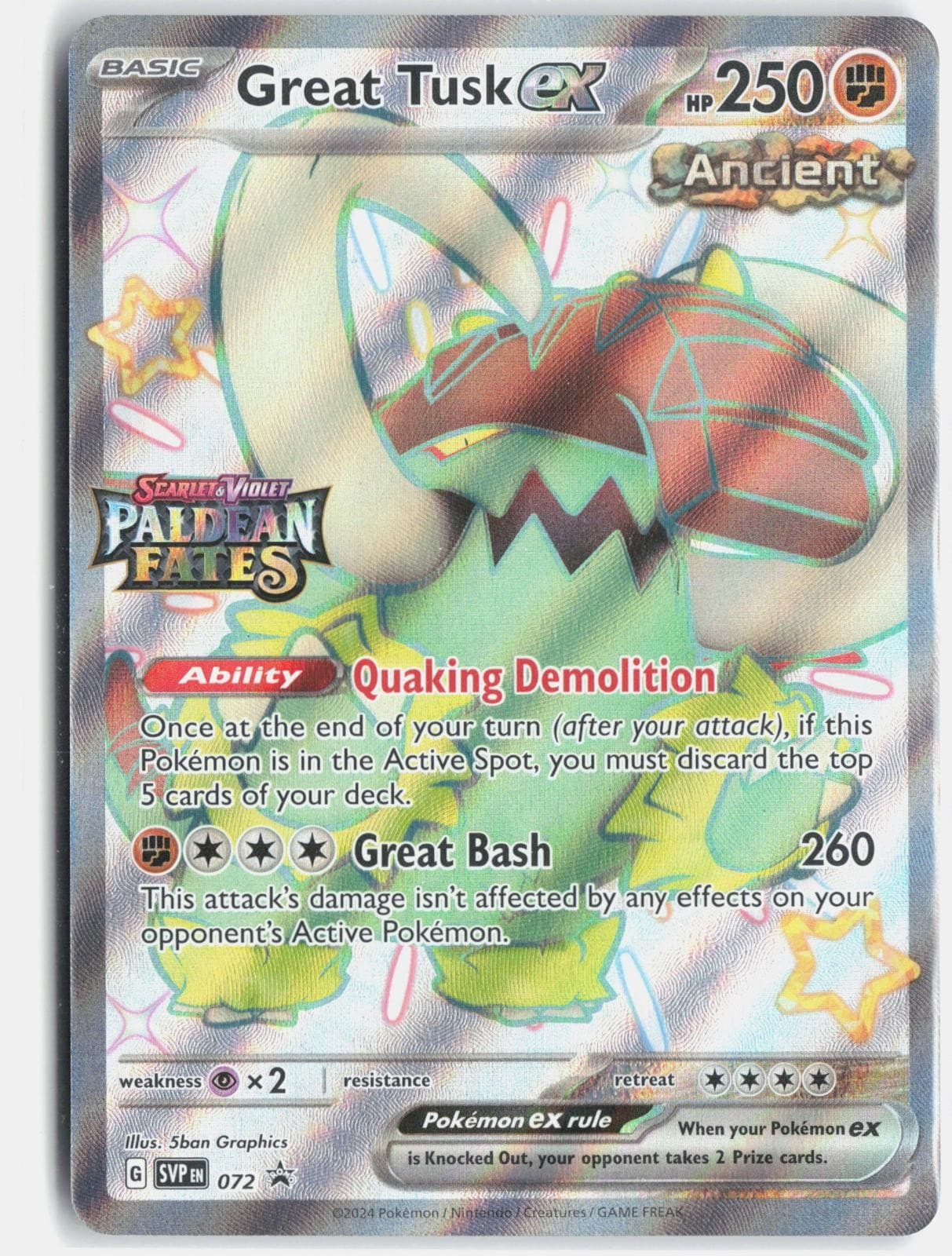Great Tusk ex 072 Holo Promo Scarlet & Violet Promo Pokemon Near Mint