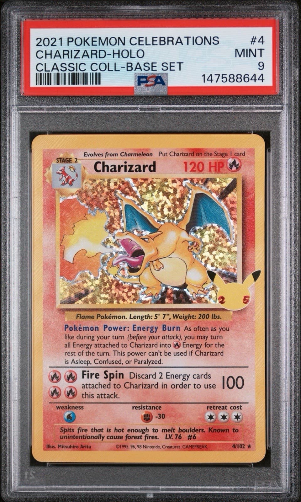 Charizard 4/102 Celebrations: Classic Collection Holo - PSA 9