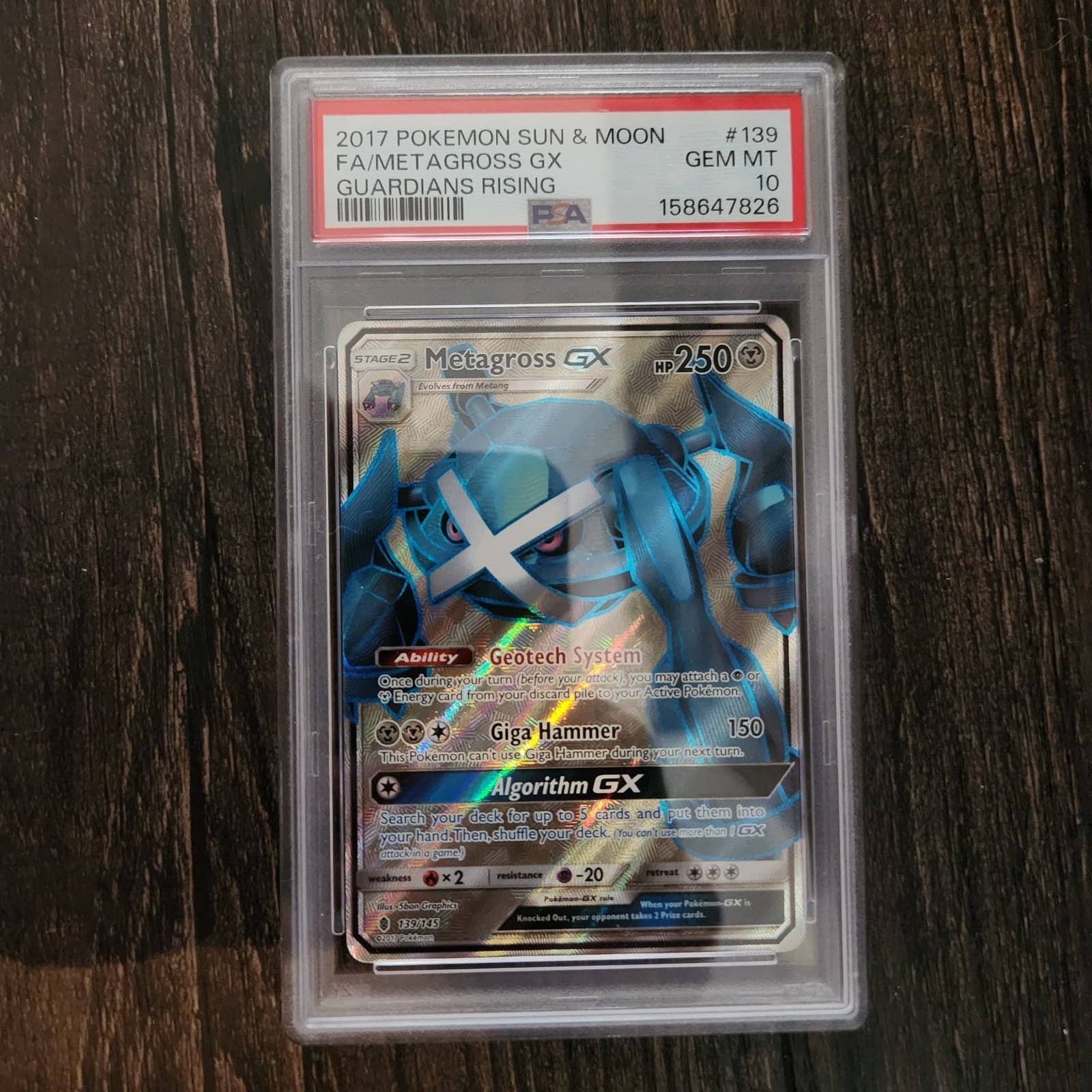 Pokemon Metagross GX Full Art Holo 139/145 Guardians Rising 2017 PSA 10