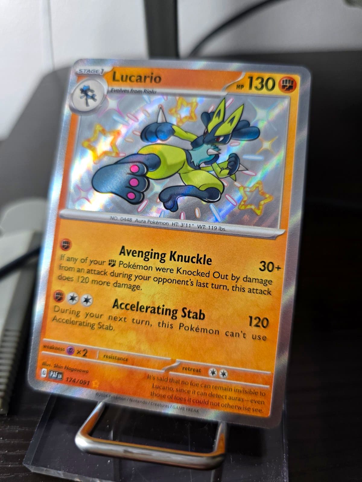 Pokémon TCG Lucario 174/091 Paldean Fates Shiny Rare Holo