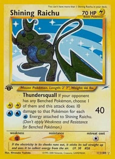 Nintendo Pokemon TCG Shining Raichu Neo Destiny 111/105 Holo Secret Rare
