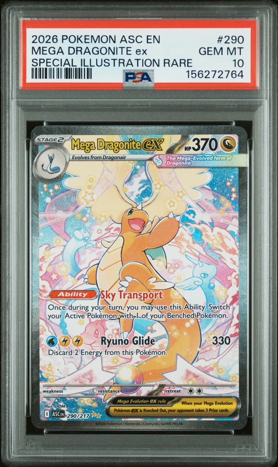 2026 POKEMON ASC EN-ASCENDED HEROES #290 MEGA DRAGONITE EX PSA 10