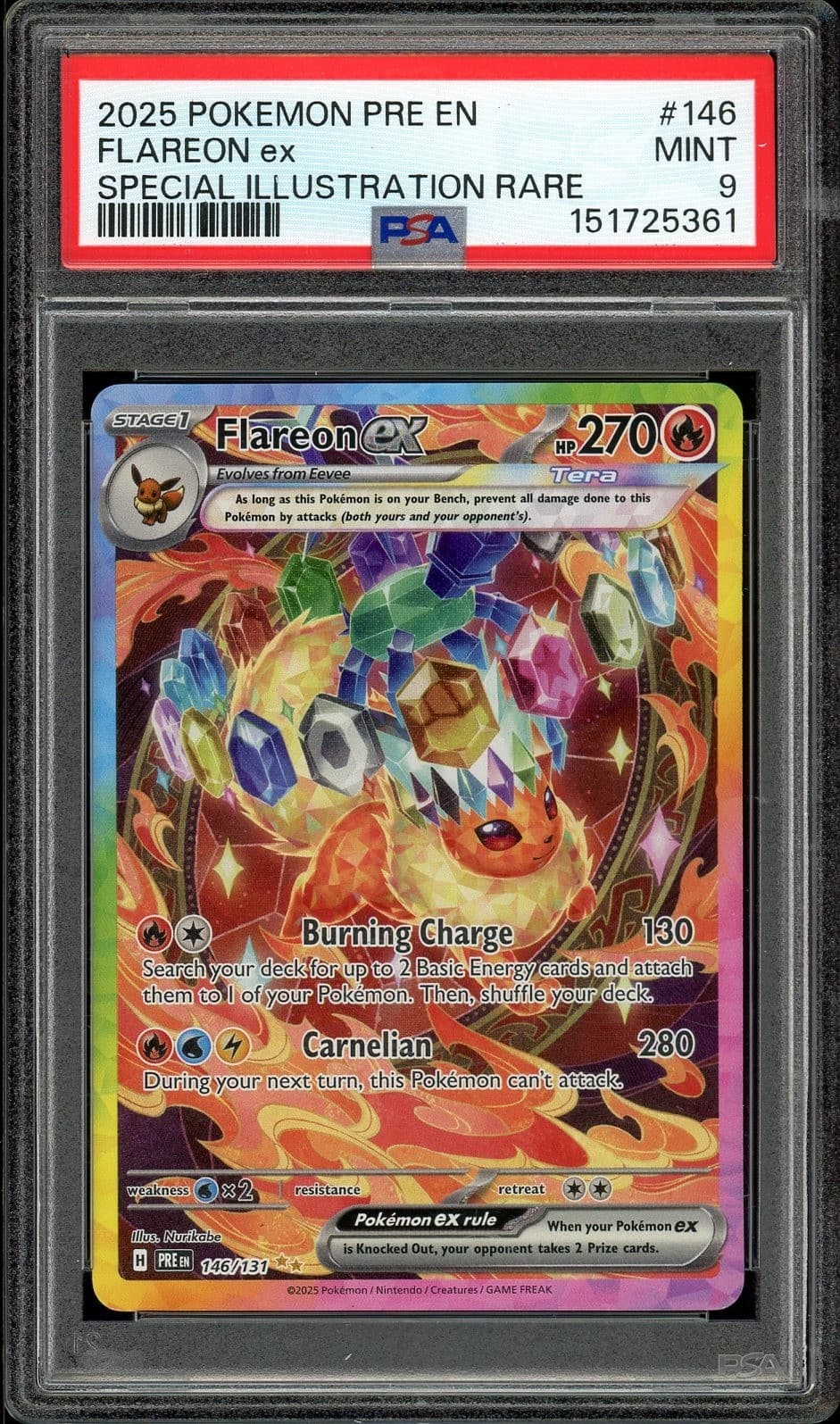 Pokemon Flareon ex Prismatic Evolutions SIR Full Art #146 PSA 9 Mint