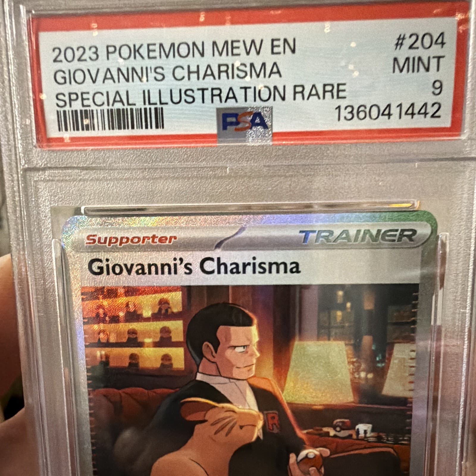 Pokemon PSA 9 Giovanni's Charisma 204/165 Sv: Scarlet & Violet 151 SIR Holo EN
