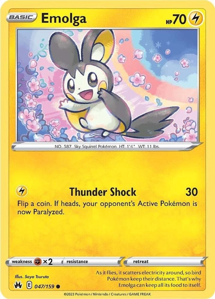 Emolga 47/159 Common Crown Zenith Pokemon NM/LP