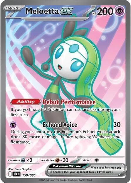 Meloetta ex 159/086 SV: Black Bolt Holo Full Art Ultra Rare Pokemon NM
