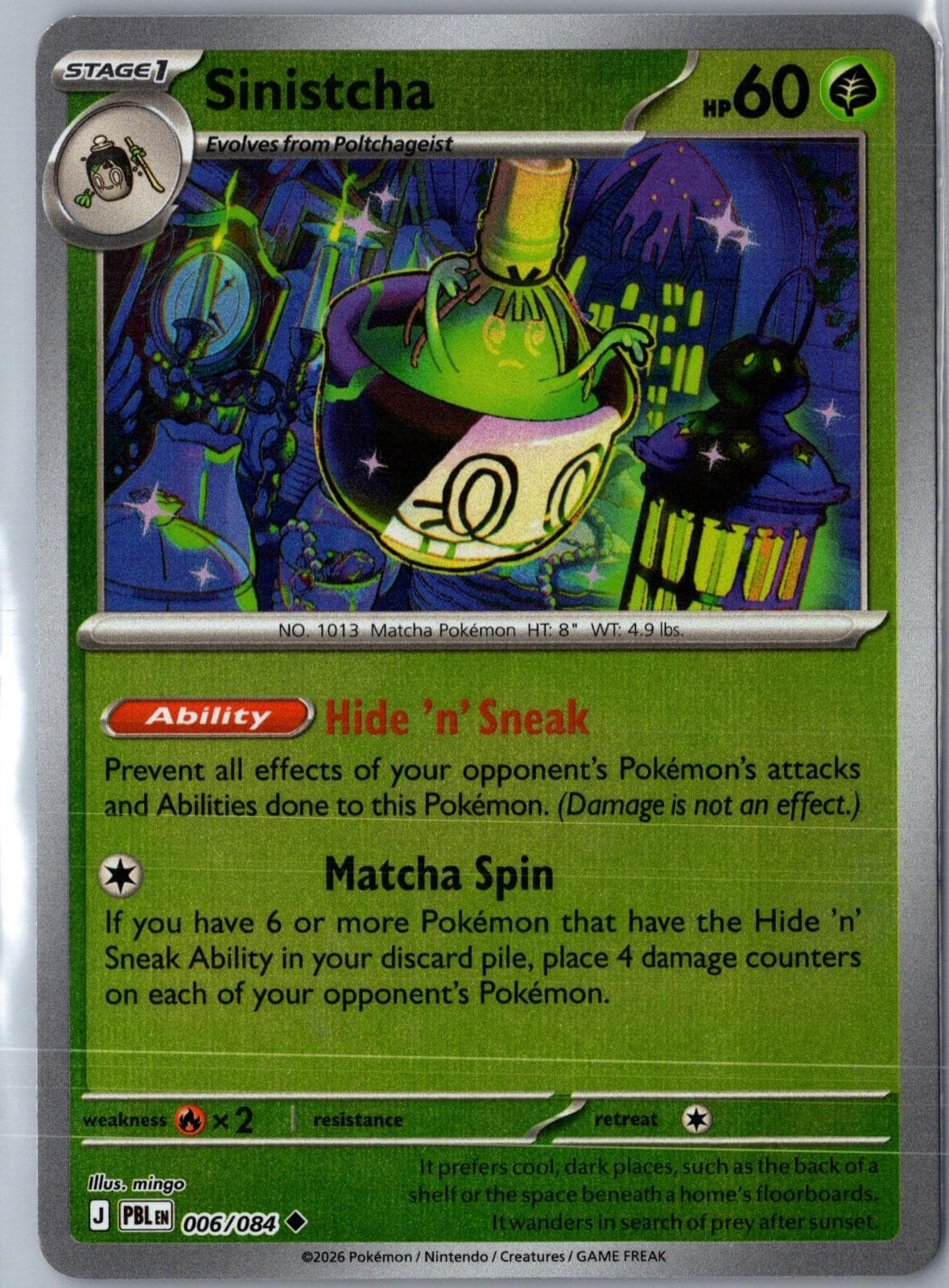 Sinistcha 006/084 Uncommon Pitch Black Pokemon Near Mint