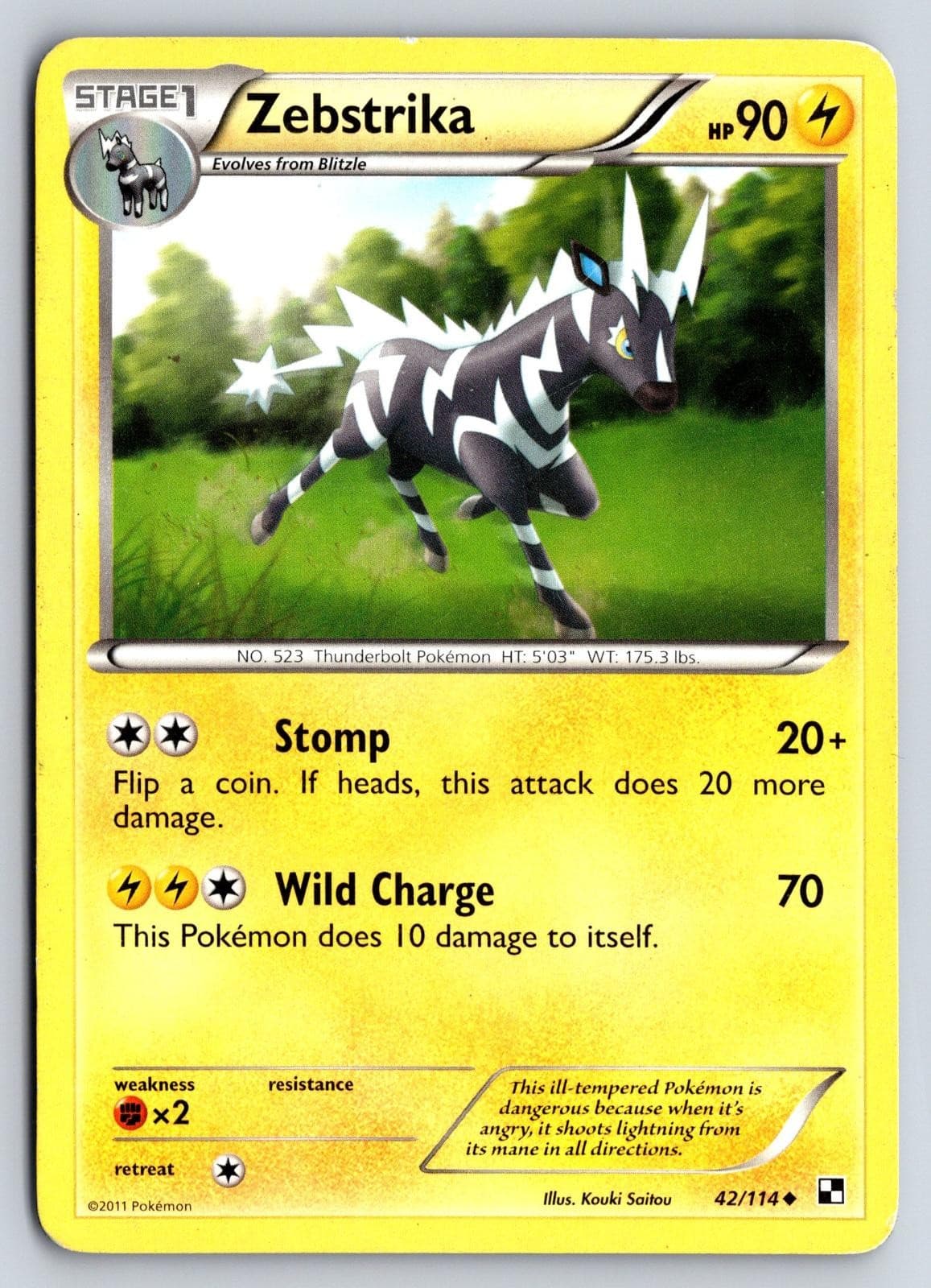 Zebstrika 42/114 Black & White Pokemon