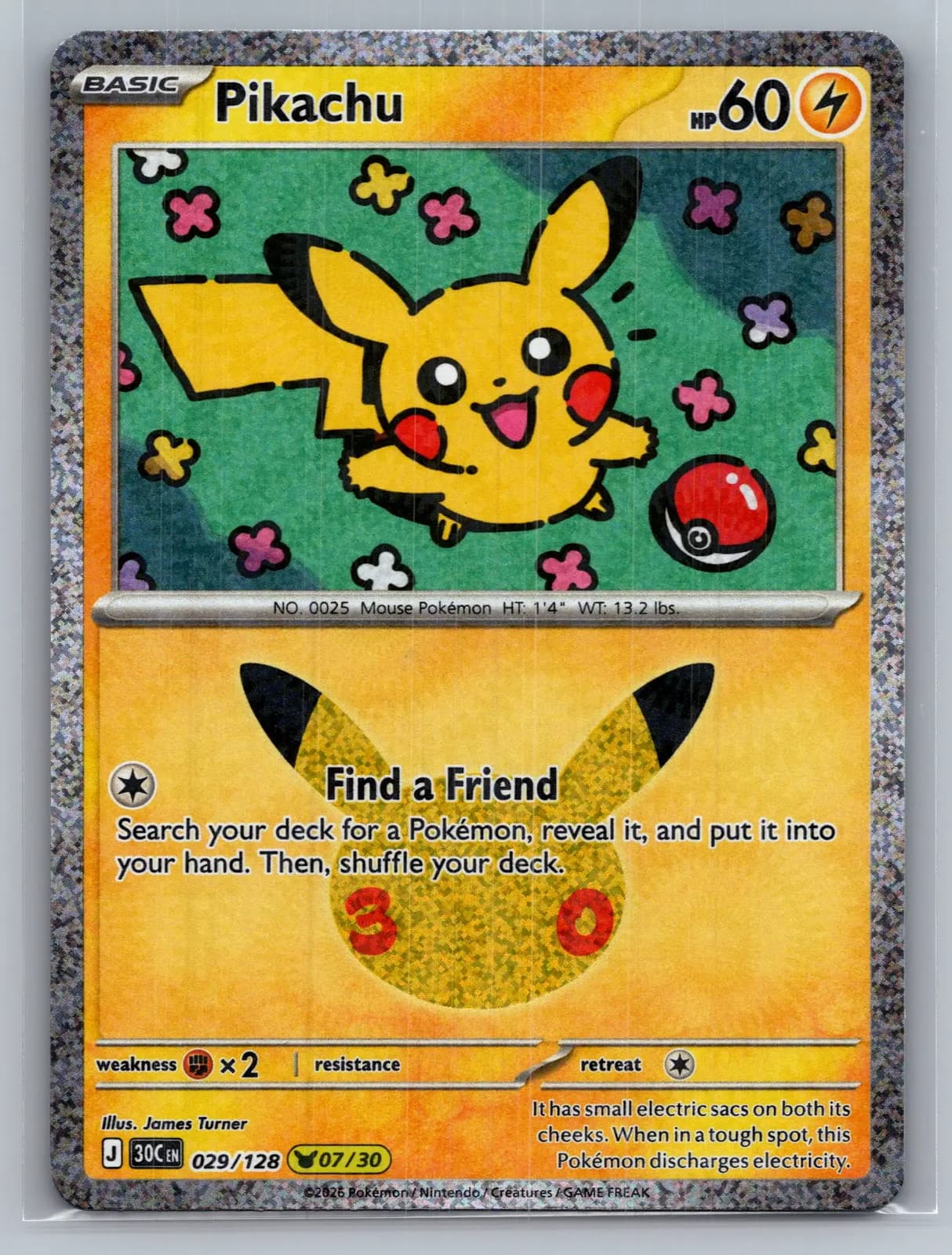 Pikachu #29/128 2026 30th Celebration Pokemon TCG