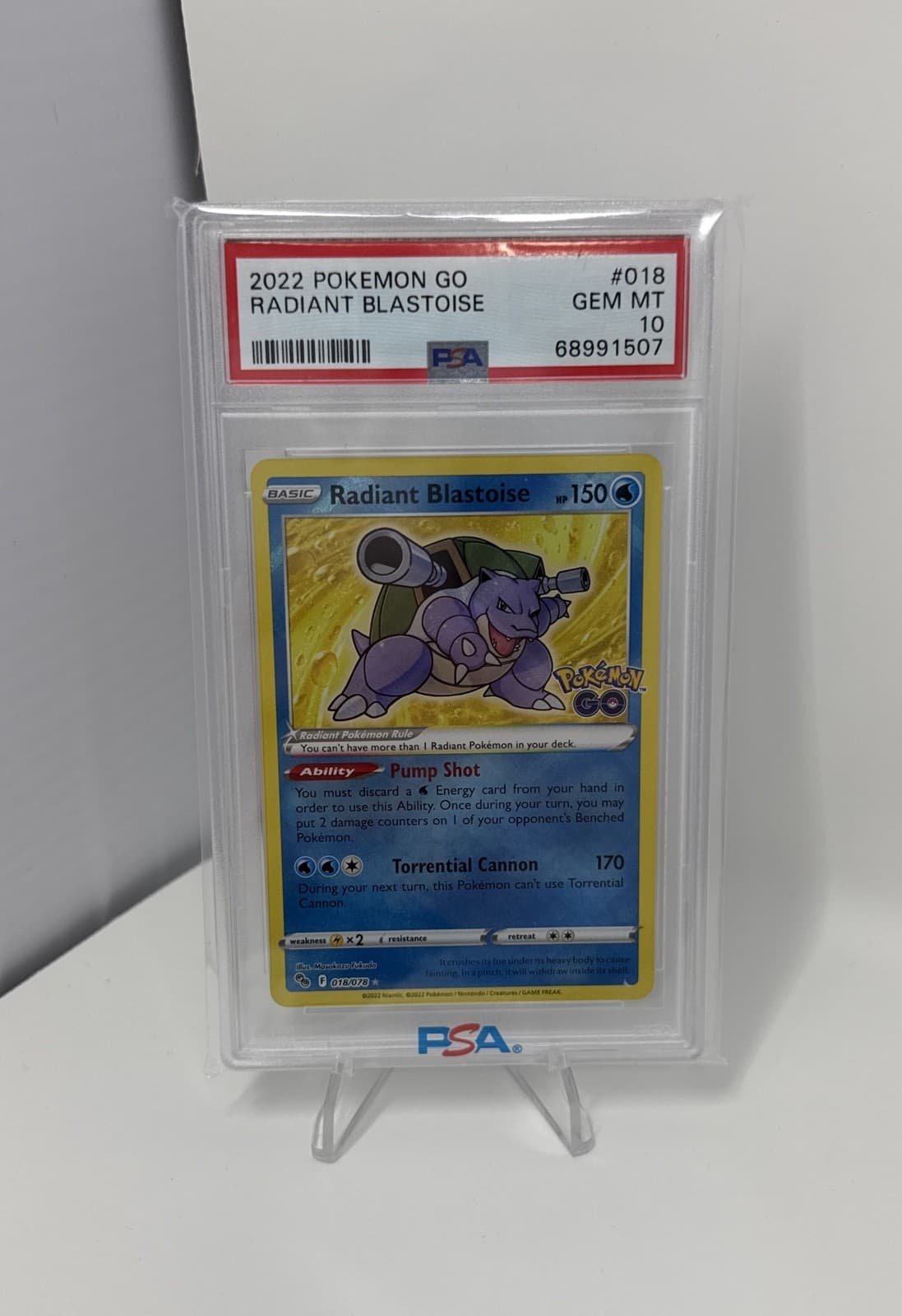 2022 POKEMON GO #018 RADIANT BLASTOISE PSA 10