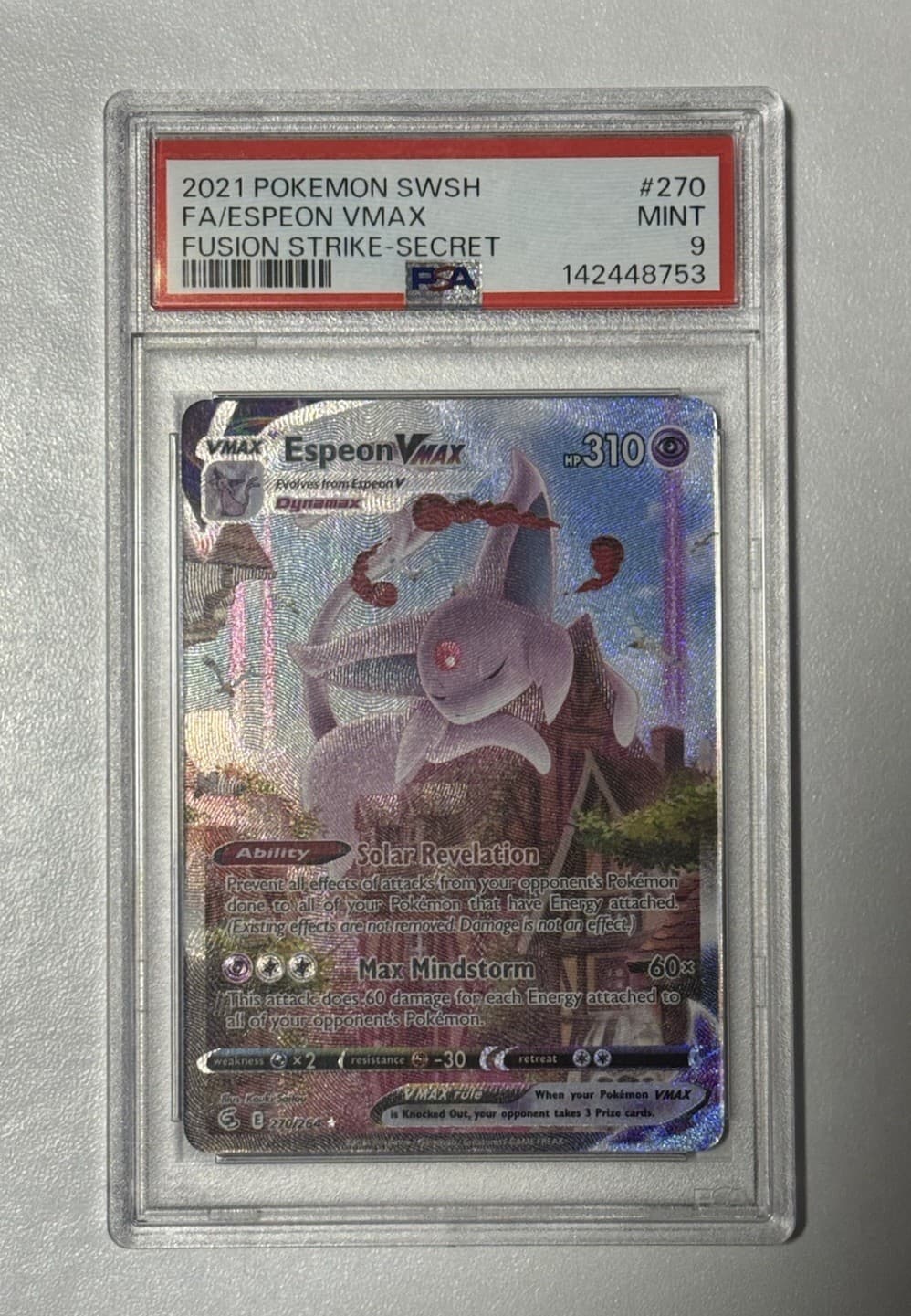 Espeon VMAX 270/264 Alt Art Secret Fusion Strike PSA 9 MINT