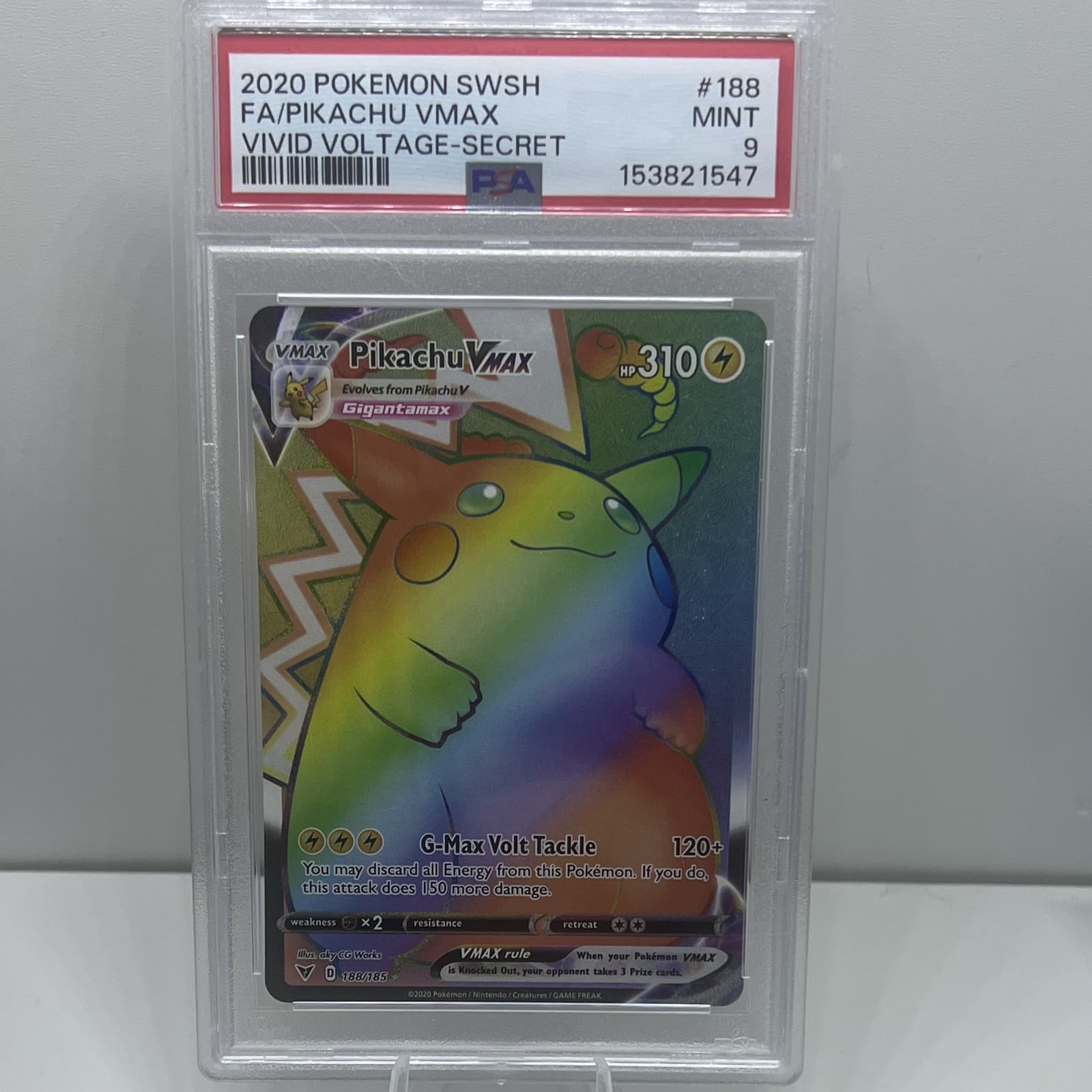 Pokemon Pikachu VMAX 188/185 Vivid Voltage Secret Rare Full Art Holo ENG PSA 9