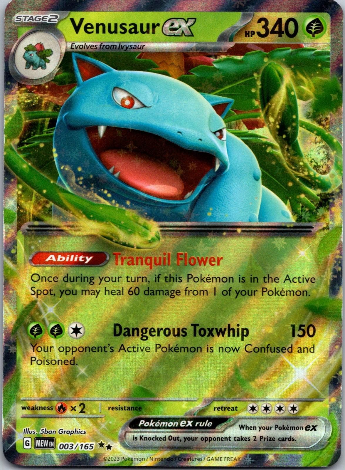 Venusaur ex 003/165 151 Pokemon TCG Holo RR MP