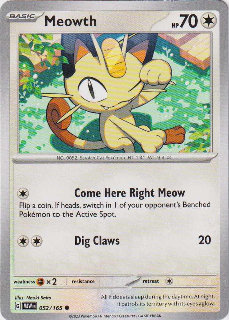 Pokémon - 151 -  Meowth - 052/165 - NM/M
