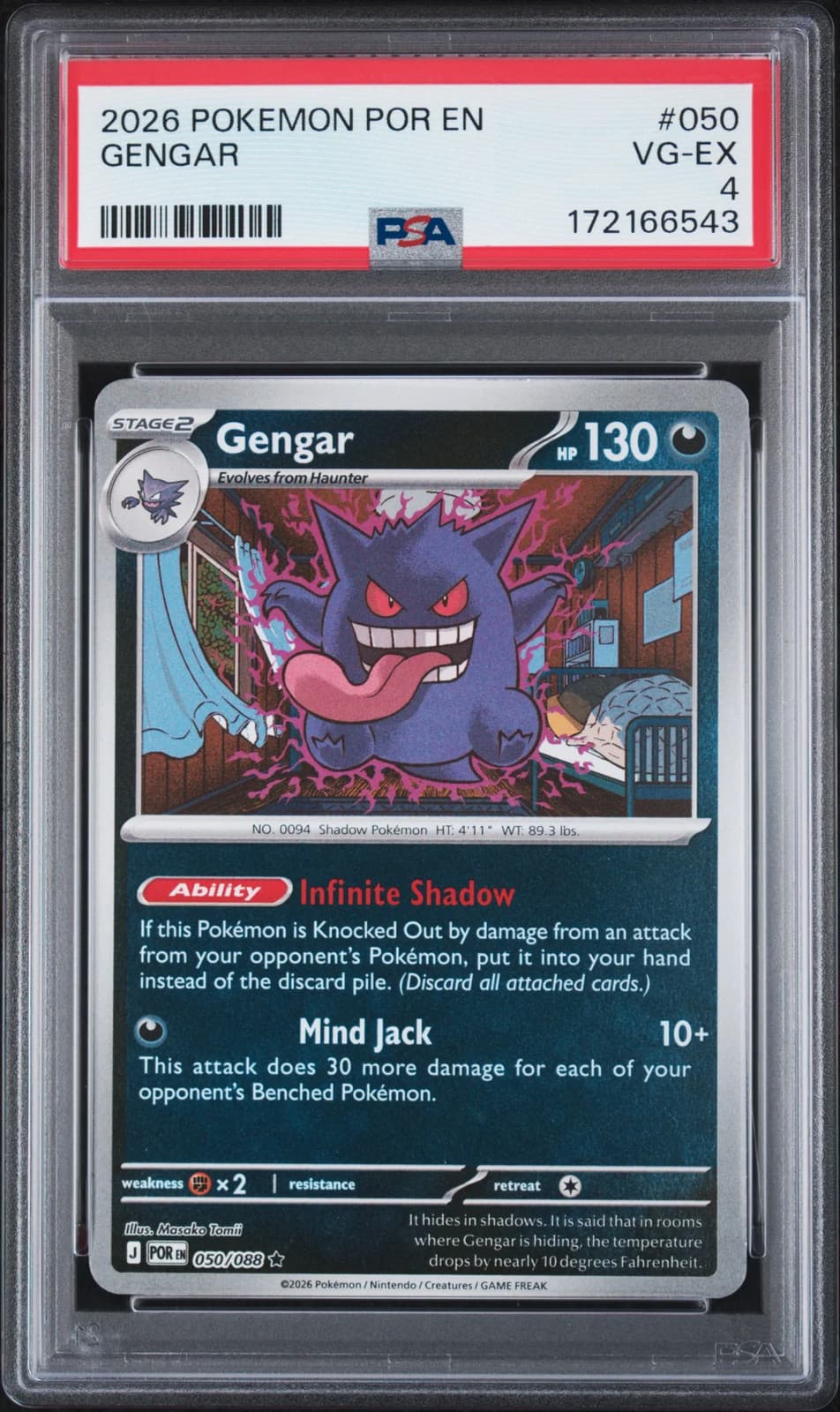 Gengar 050/088 Perfect Order Rare Holo PSA 4 VG-EX Graded Pokemon Card 2026