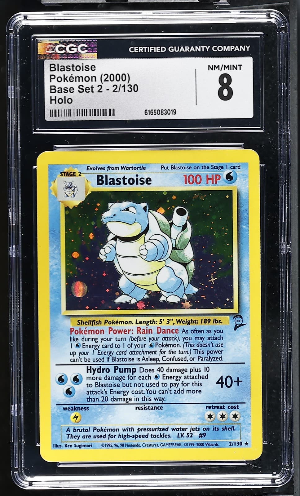 CGC 8 Blastoise 2/130 Base Set 2 Holo Pokemon Card