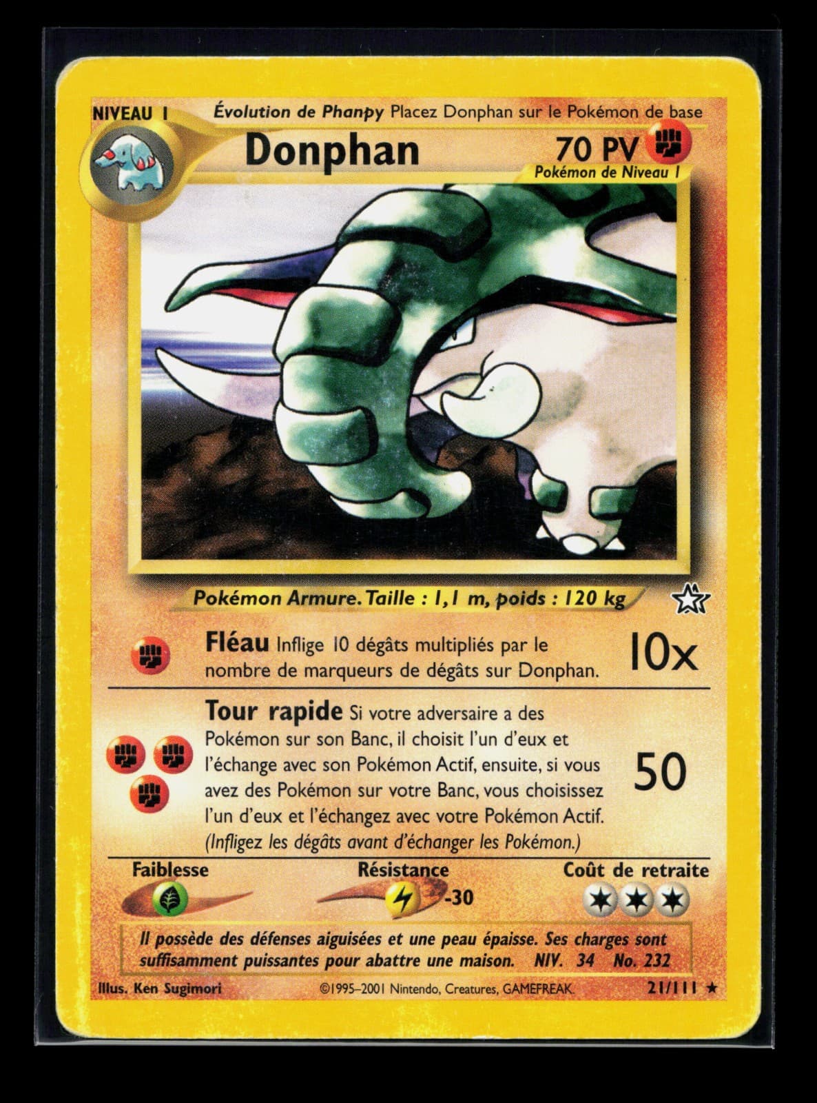 Carte Pokémon Donphan 21/111 Unlimited Ed 2 Néo Génésis Wizards 5