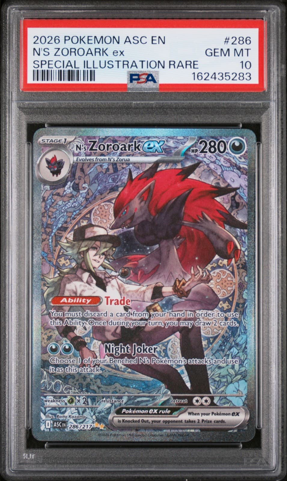 2026 POKEMON ASC EN-ASCENDED HEROES #286 N'S ZOROARK EX PSA 10