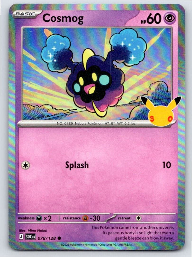 2026 POKEMON ME: 30TH CELEBRATION COSMOG 078/128 HOLO NM A101978 FREE S&H