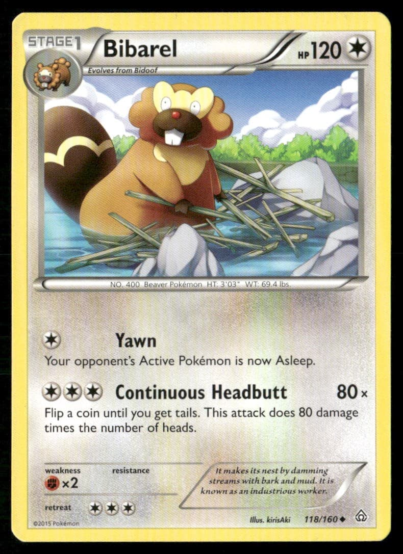 Bibarel 118/160 Uncommon Primal Clash Pokemon Heavily Played