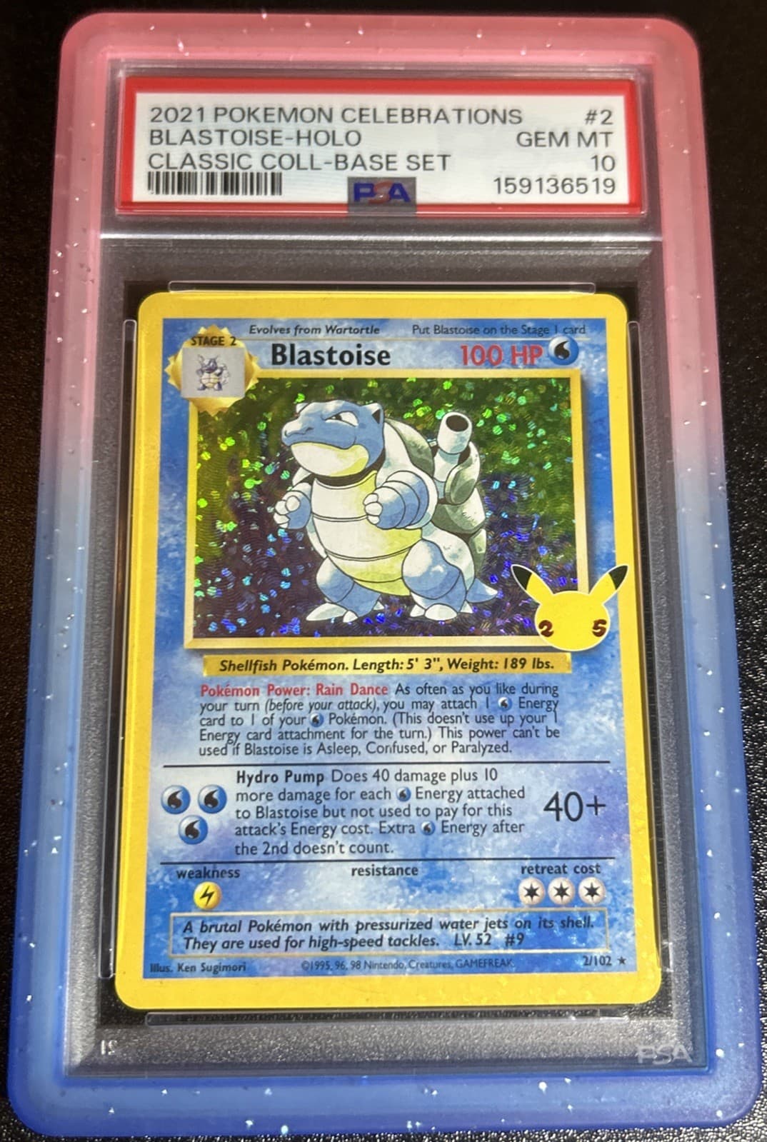 2021 POKEMON CELEBRATIONS CLASSIC COLLECTION #2 BLASTOISE-HOLO PSA 10