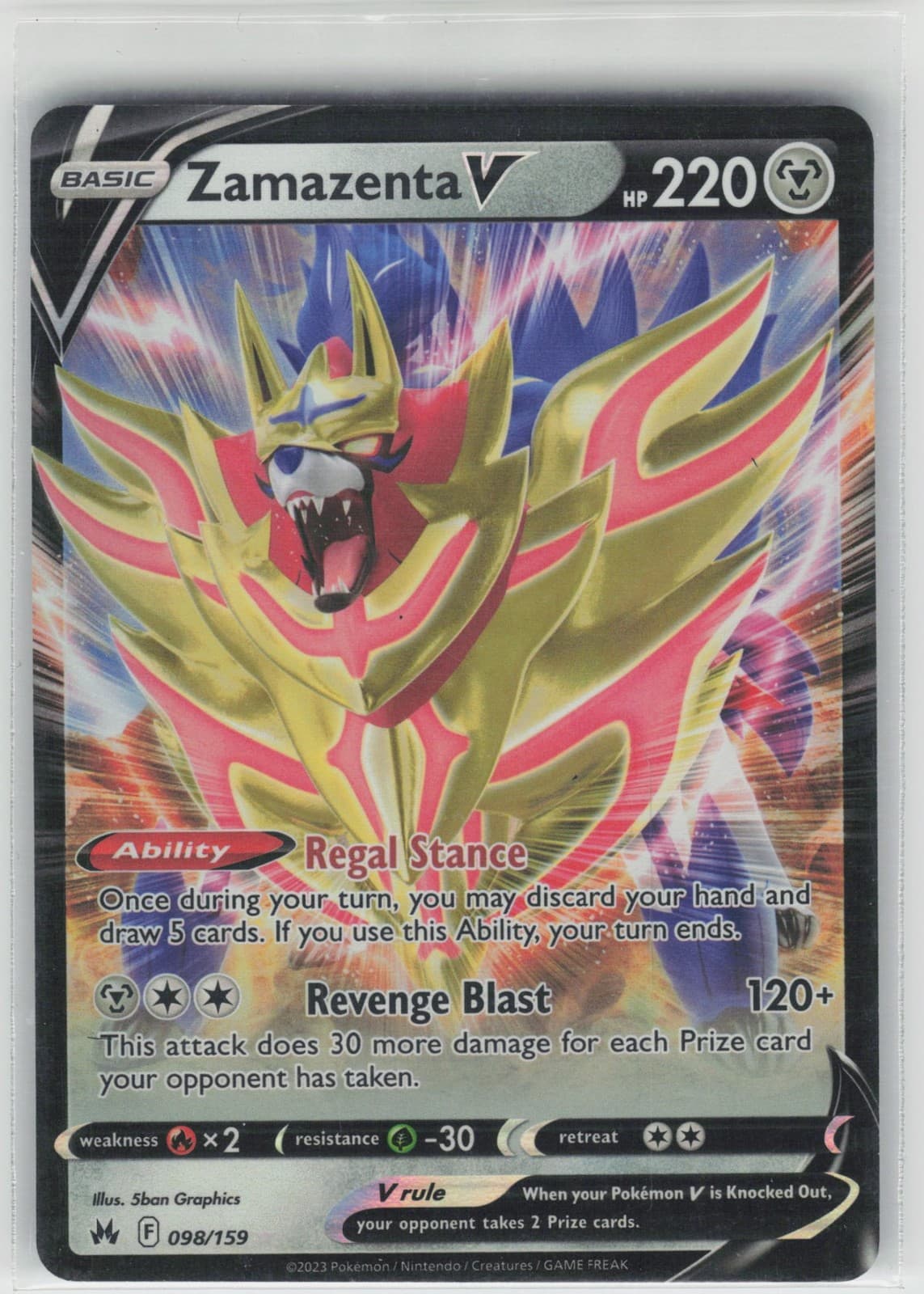 Zamazenta V Holofoil SWSH: Crown Zenith [CRZ - 098/159] Pokemon NM