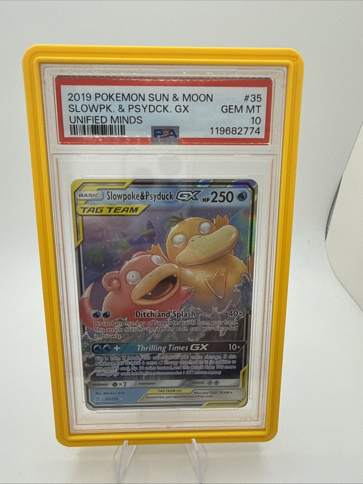 PSA 10 Slowpoke & Psyduck Gx 35/236 Unified Minds Pokemon
