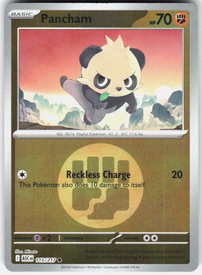 Pokemon Pancham 115/217 Mega Evolution: Ascended Heroes Energy Symbol RH NM