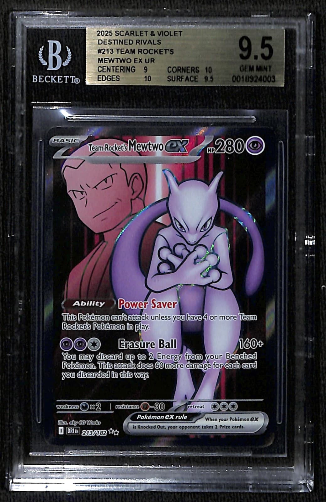 Pokemon Team Rocket's Mewtwo ex Destined Rivals 213/182 BGS 9.5