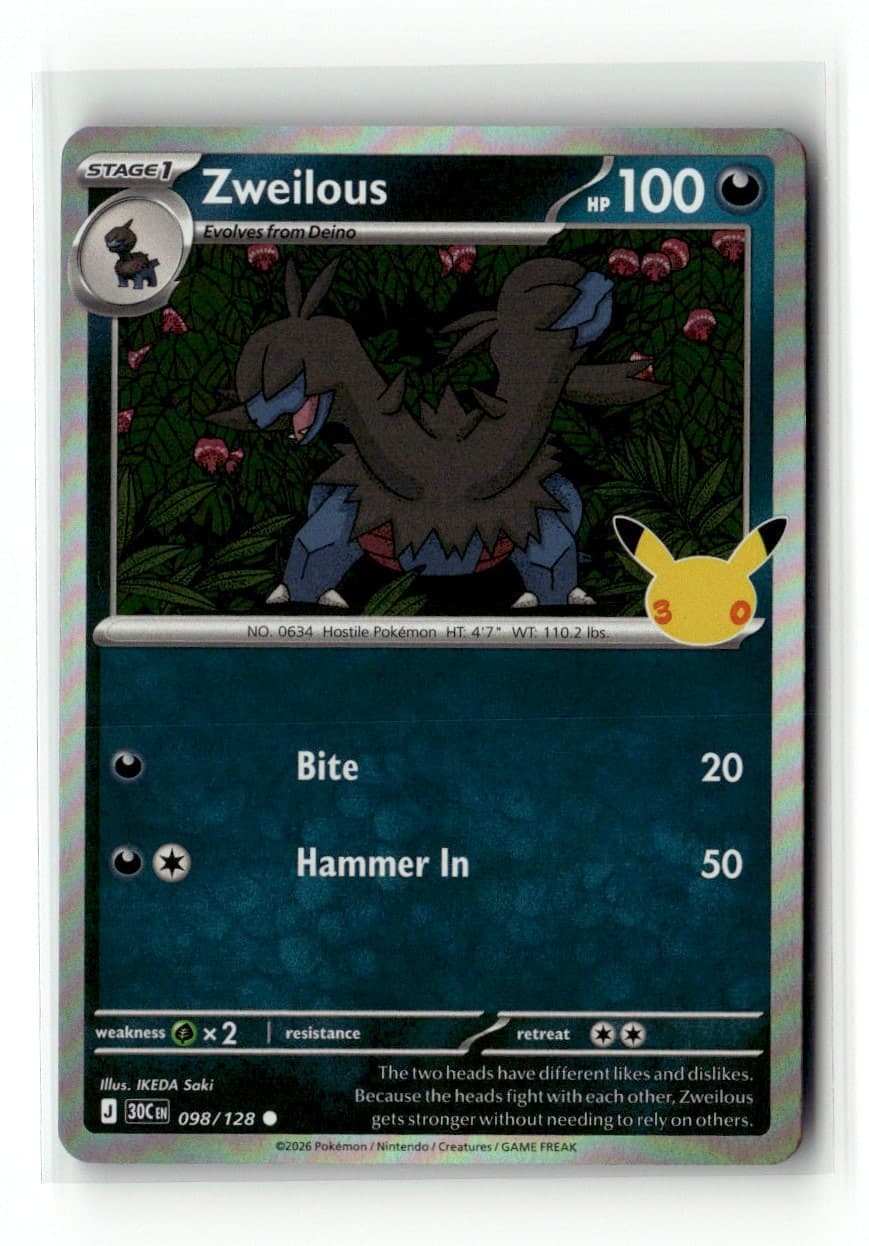 Zweilous 98/128 30th Celebration Common Holo 2026 Pokemon NM
