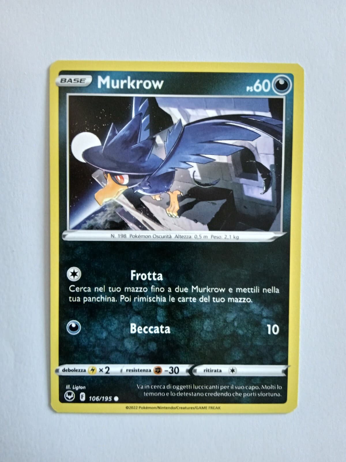 POKEMON TEMPESTA ARGENTATA 2022 MURKROW n 106/195 OTTIMA