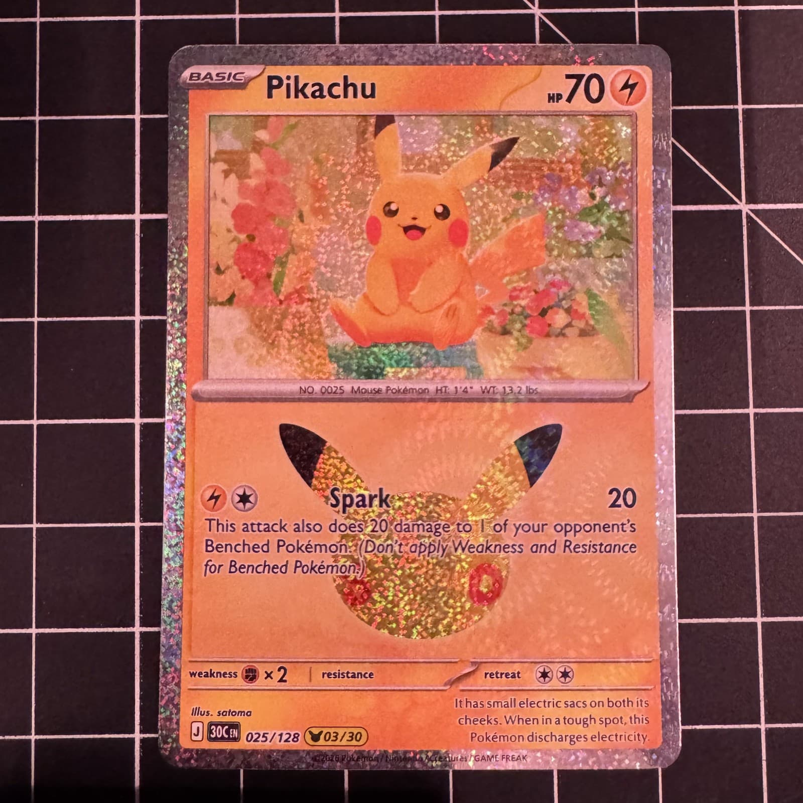 Pikachu 025/128 30th Celebration PR Holo NM Pokémon — English