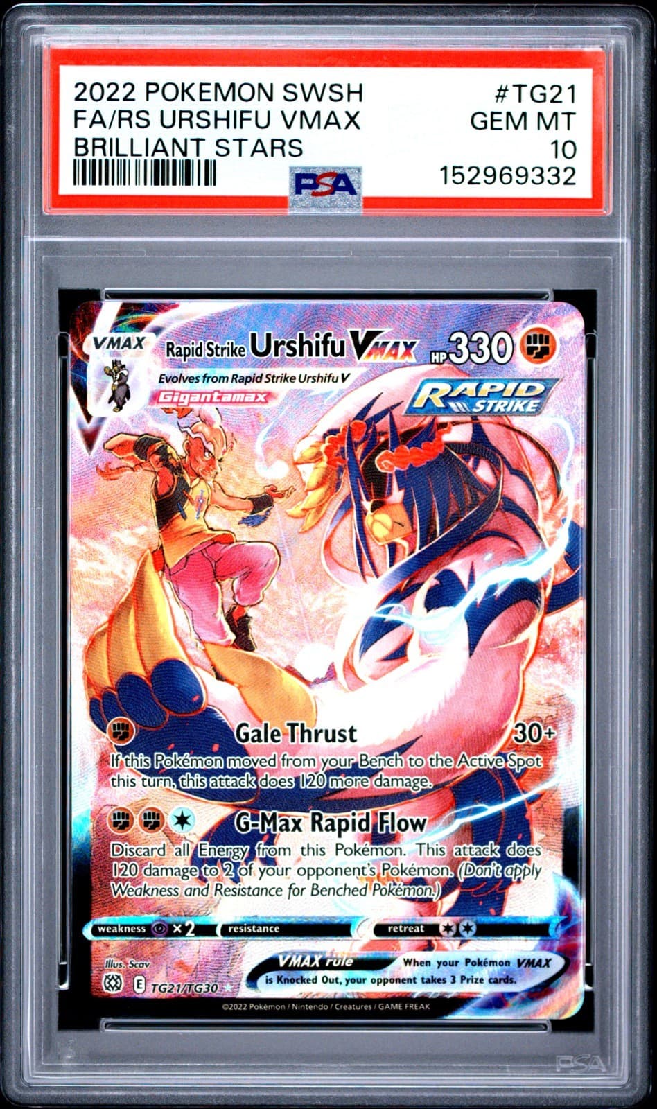Rapid Strike Urshifu VMAX TG21/TG30 Brilliant Stars PSA 10 GEM MINT 2022 Pokemon