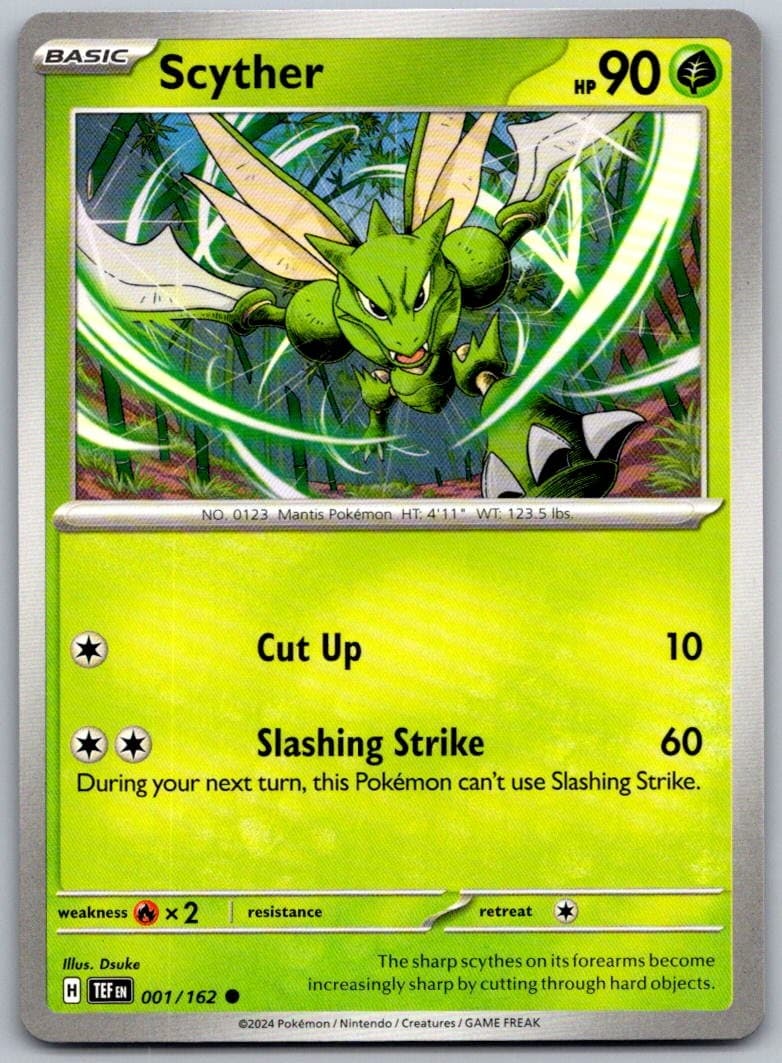 Scyther Temporal Forces 001/162 Common PokéMon — English Near Mint