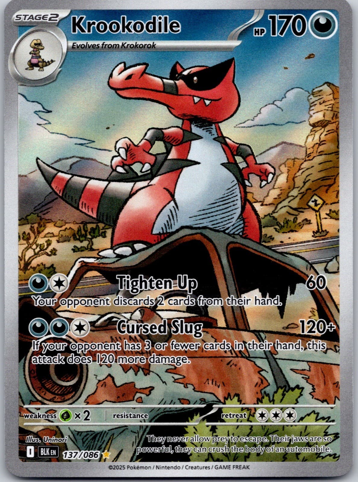 KROOKODILE 137/086 HOLO IR BLACK BOLT POKEMON NM/M