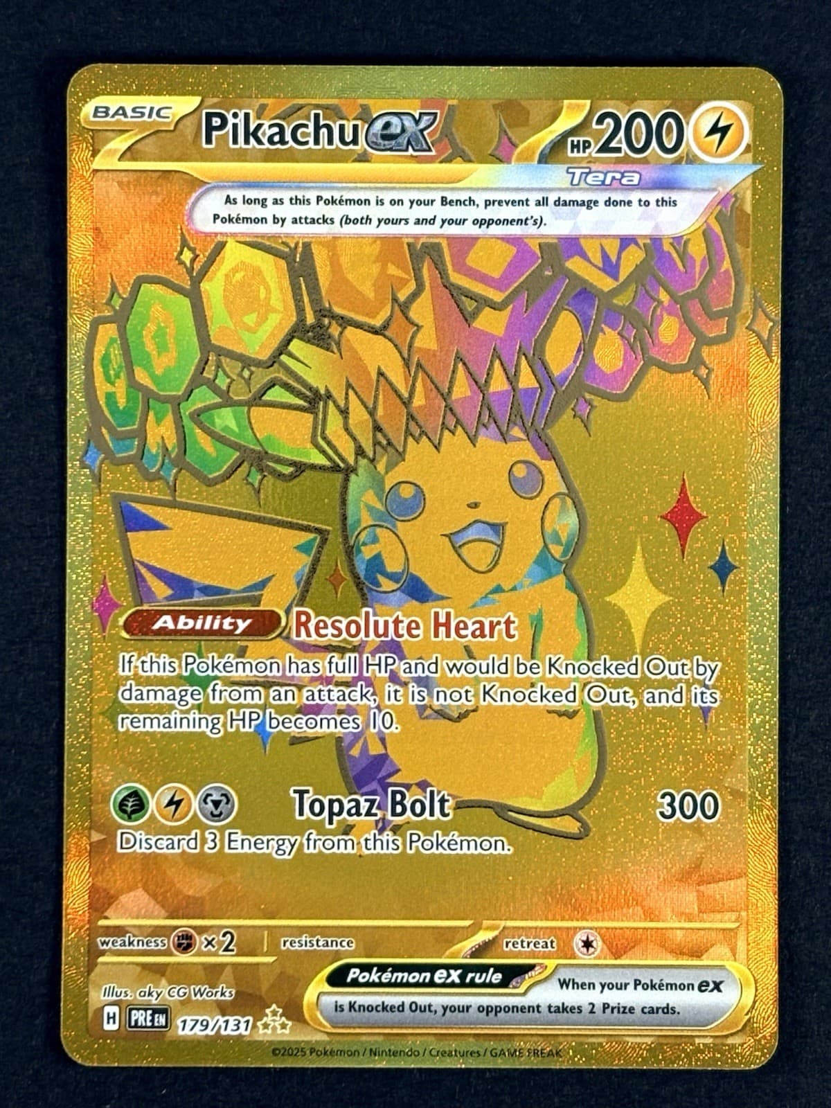 Pikachu ex 179/131 - 2024 Pokemon Prismatic Evolutions Gold Hyper Rare Holo