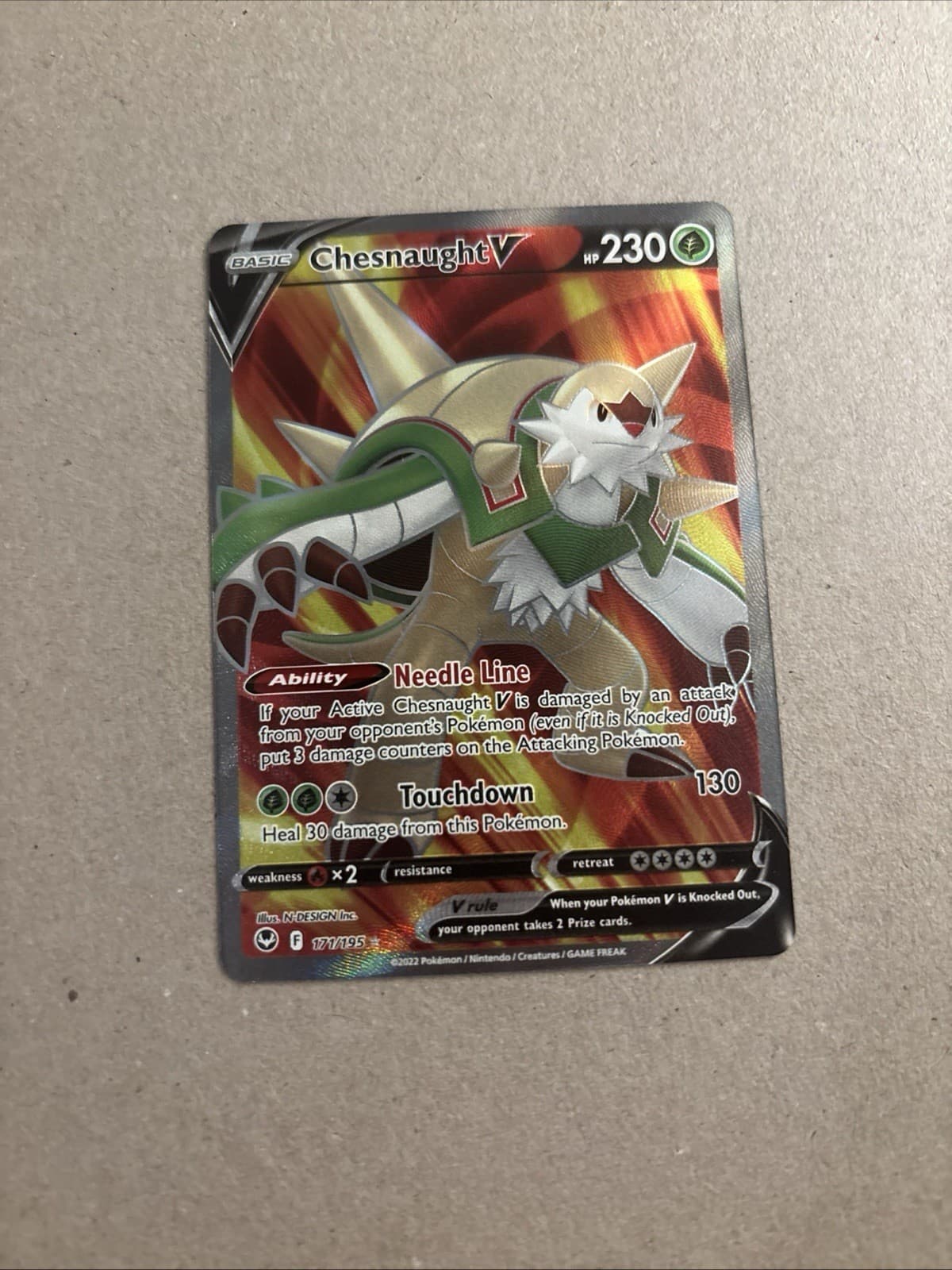 Pokemon Silver Tempest Full Art Chesnaught V 171/195 - Near Mint (NM)
