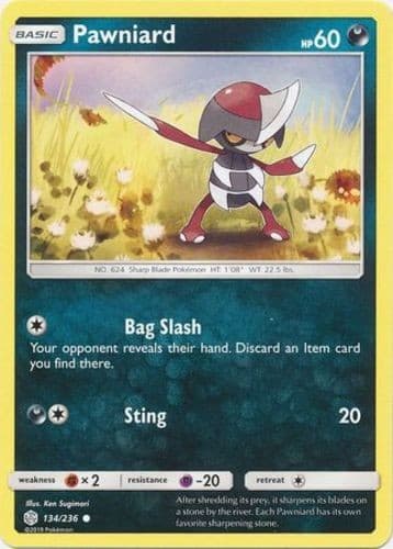 Pawniard - 134/236 - Common (Near Mint) Cosmic Eclipse - Darkness Pokémon