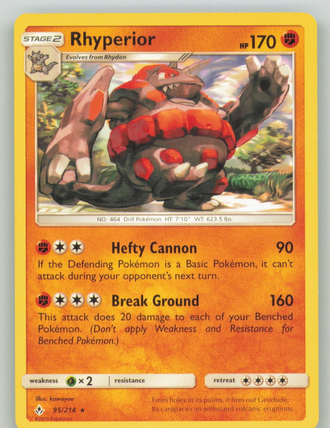 Rhyperior 95/214 Rare Unbroken Bonds Pokemon Near Mint