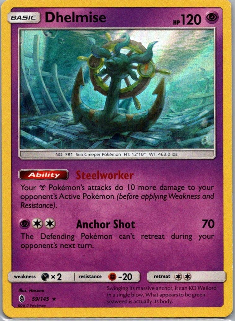 Pokemon Dhelmise 59/145 Guardians Rising Holo NM