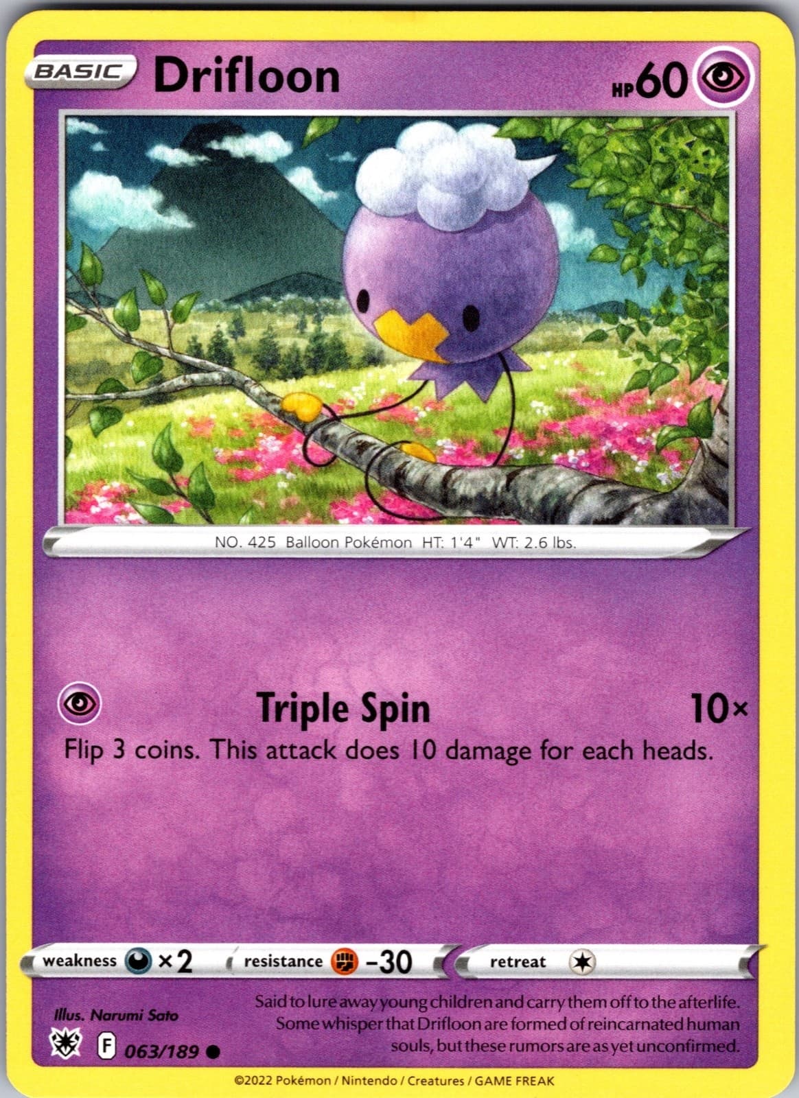 Drifloon 63/189 Astral Radiance Common Pokémon TCG 2022 Lightly Played